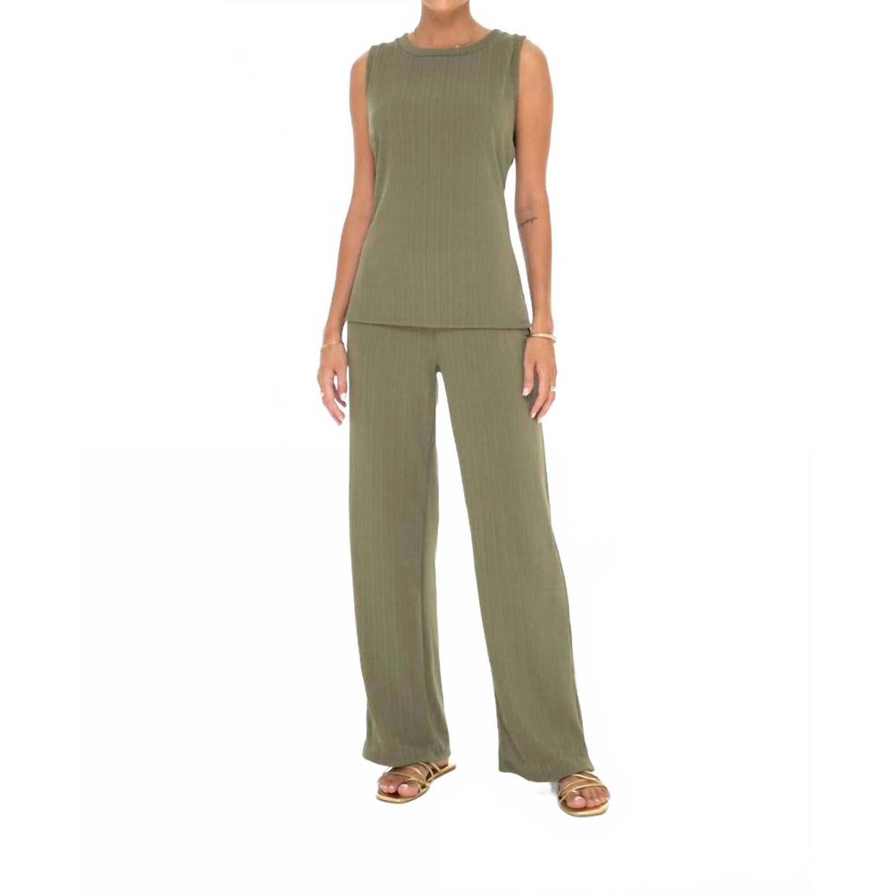 NEW PHIE COLLECTIVE knitted flared pant in olive